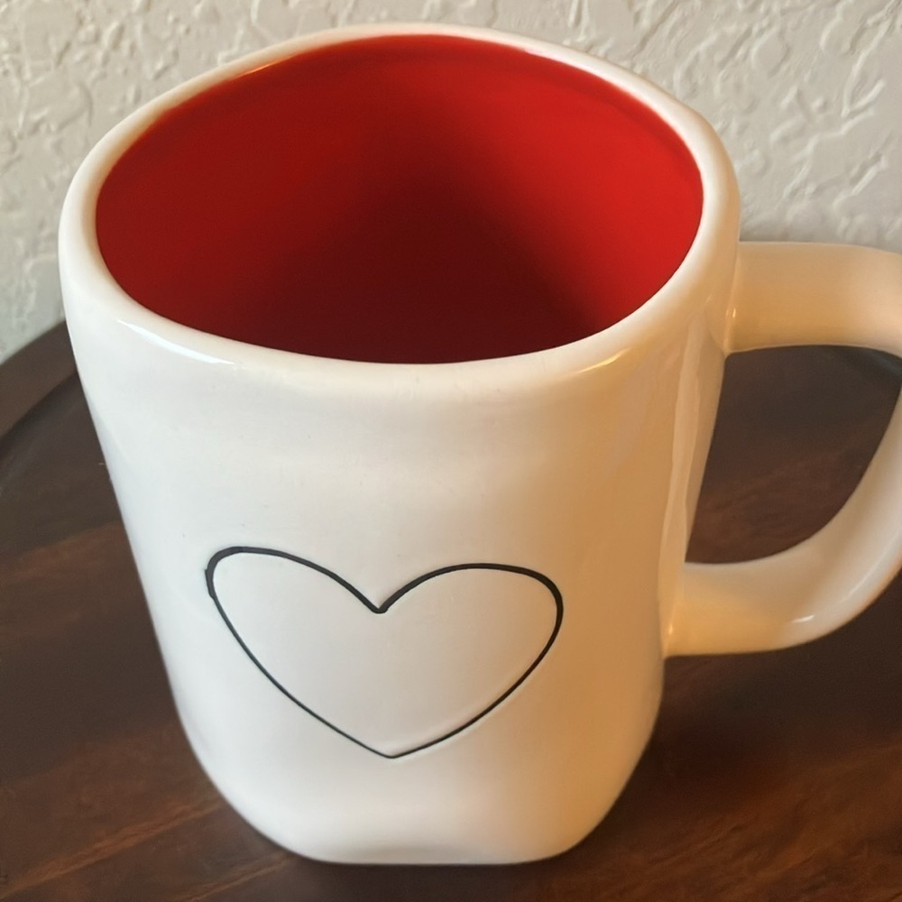 Rae Dunn: White/ Red interior Valentine Heart Mug- Coffee/Tea - Picture 14 of 16